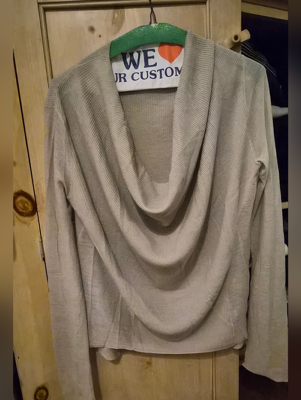 Helmut Lang Draped Cowl Neck Women's Wool Sweater Light Grey Sz S